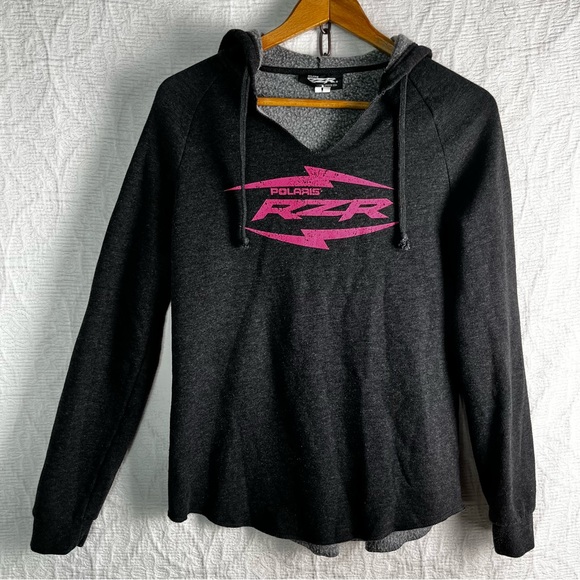 Polaris Womens Small S RZR Lightweight Hoodie Grey Fleece Pullover Hooded Jacket - Picture 16 of 16